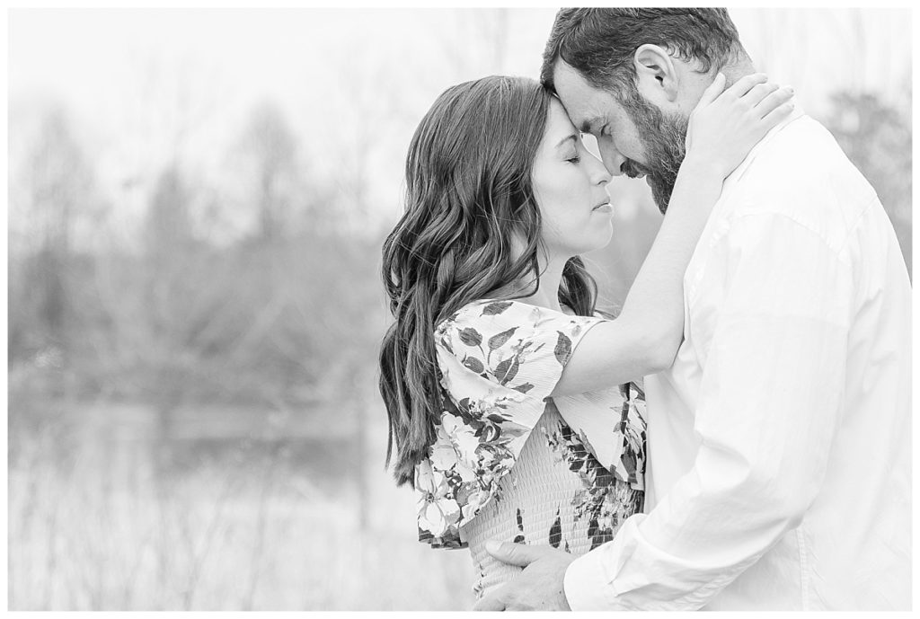 Romantic Couple with Foreheads touching and arms around each other | Do you provide Black & White Images? - Frequently Asked Questions for Your Photographer | Kate Martin Photography