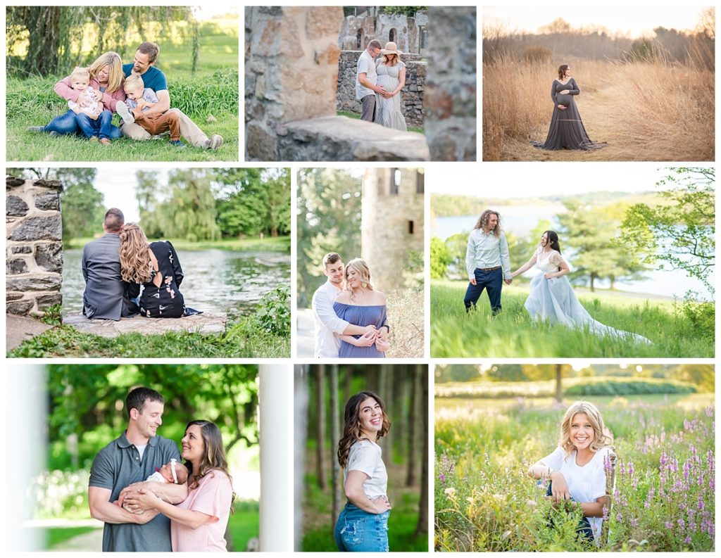 Collage of Photo Session Locations in South Central PA | Where do you photograph your sessions? - Frequently Asked Questions for Your Photographer | Kate Martin Photography